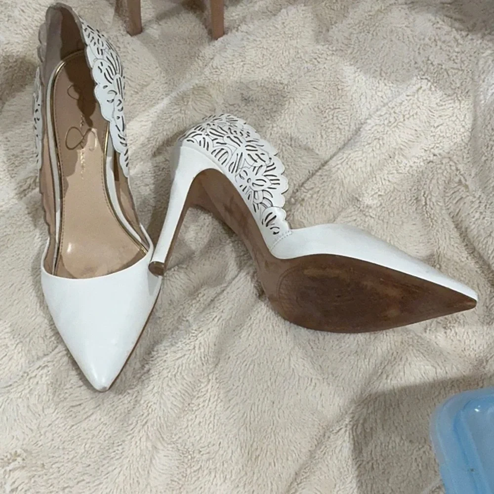 Jessica Simpson White and Tan Heels - Picture 3 of 4